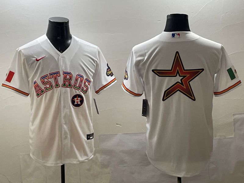 Men Houston Astros Blank White Mexico Game 2025 Nike MLB Jersey style 9